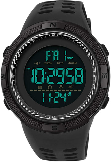 Findtime Mens Digital Sports Watch Military Stopwatch Alarm Countdown Dual Time 5ATM Waterproof LED Backlight for Running